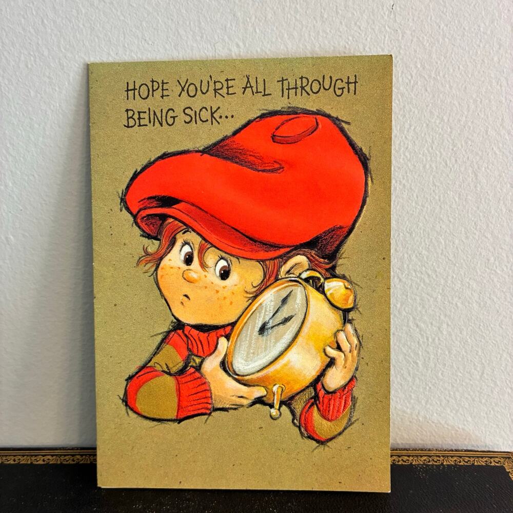 Vintage Hallmark Get Well Card Skippy Character Sick Humor